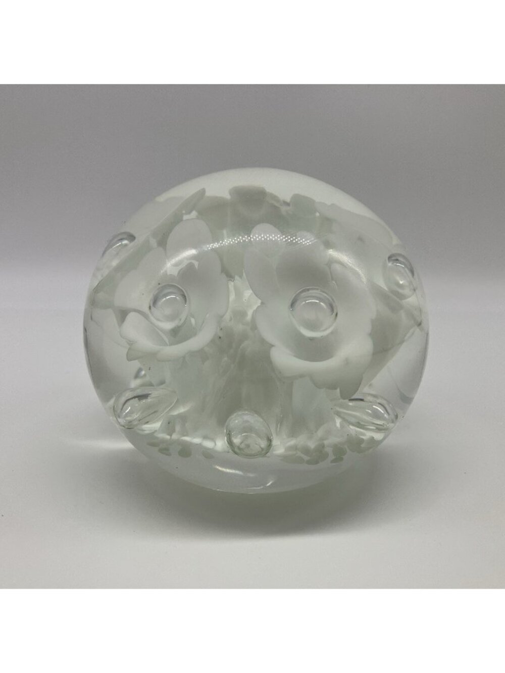 1996 L.H. Bayley Glass Floral Paperweight 3” Signed - W17